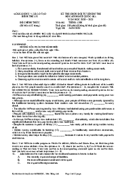 Đề thi chọn đội tuyển dự thi học sinh giỏi quốc gia THPT năm 2020 môn Tiếng Anh tỉnh Bình Thuận (có đáp án)