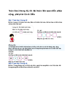 Toán lớp 2 trang 42, 43: Bài toán liên quan đến phép cộng, phép trừ | Cánh Diều