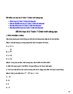 Đề thi học kì 2 Toán 7 - Đề 1 | Chân trời sáng tạo năm 2023