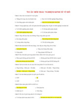 TOP 70 câu trắc nghiệm Môn Kinh tế vĩ mô | Đại học Kinh tế và Quản trị kinh doanh, Đại học Thái Nguyên