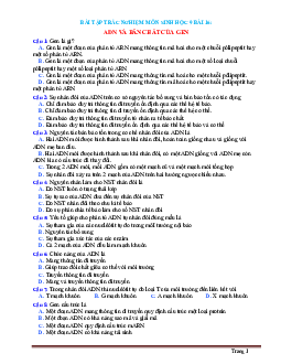 Trắc Nghiệm Sinh 9 Bài 16: ADN Và Bản Chất Của Gen (Có Đáp Án)