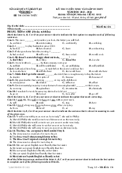 Đề thi vào 10 môn Tiếng Anh tỉnh Vĩnh Phúc – bài thi Tổ hợp năm học 2023-2024 (có đáp án)