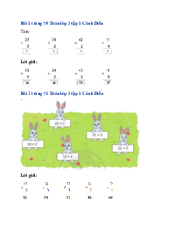 Giải SGK Toán lớp 3 trang 70, 71 Nhân với số có một chữ số (không nhớ) | Cánh Diều