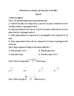 Phiếu bài tập cuối tuần lớp 4 môn Toán nâng cao Tuần 26 Cánh Diều