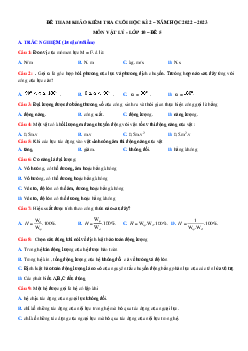 Đề thi học kì 2 lớp 10 môn Vật lí Kết nối tri thức năm 2023 - Đề 5