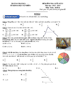 Đề thi giữa học kì 2 môn Toán 8 năm 2023 - 2024 sách Cánh diều - Đề 4