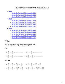 Vở bài tập Toán lớp 4 Bài 61: Phép trừ phân số Kết nối tri thức