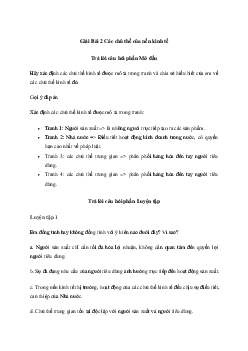 Giải Giáo dục Kinh tế và Pháp luật 10 Bài 2: Các chủ thể của nền kinh tế | Chân trời sáng tạo