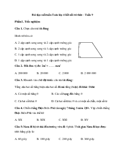 Bài tập cuối tuần Toán lớp 4 Kết nối tri thức - Tuần 9 (Cơ bản)