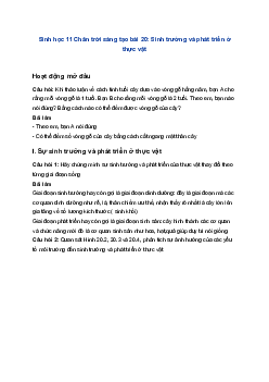 Sinh học 11 Chân trời sáng tạo bài 20: Sinh trưởng và phát triển ở thực vật