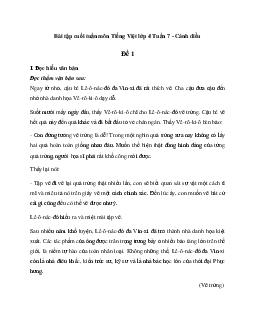 Giải Bài tập cuối tuần lớp 4 môn Tiếng Việt Cánh diều - Tuần 7