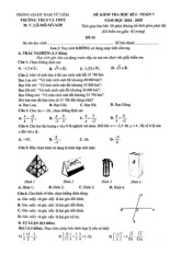 Đề cuối học kì 1 Toán 7 năm 2024 – 2025 trường M.V. Lômônôxốp – Hà Nội