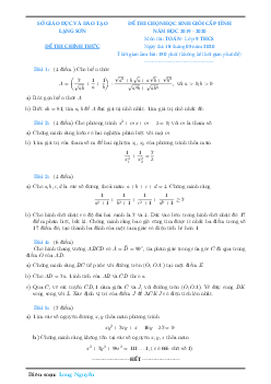 Đề thi chọn HSG tỉnh Toán 9 năm học 2019 – 2020 sở GD&ĐT Lạng Sơn