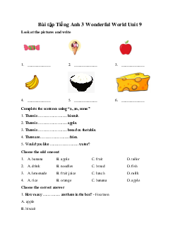 Bài tập Tiếng Anh 3 Wonderful World Unit 9 My Favourite Food