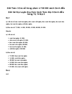 Các số trong phạm vi 100 000: Giải bài tập Luyện tập, thực hành Toán lớp 3 Cánh diều trang 13, 14 tập 2
