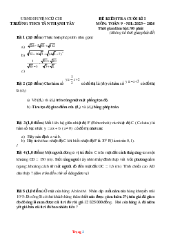TOP 25 đề kiểm tra học kỳ I môn toán 9 năm 2023-2024 (có đáp án và lời giải chi tiết)