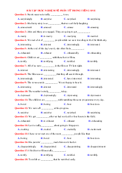 Bài tập trắc nghiệm về phân từ trong Tiếng Anh lớp 12 (có đáp án)