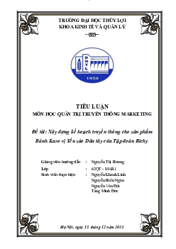 Tiểu luận môn học quản trị makerting