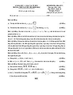 Đề học kỳ 1 Toán 10 năm 2022 – 2023 trường THPT Nguyễn Thị Minh Khai – TP HCM