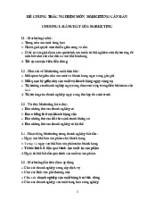 Đề cương ôn tập trắc nghiệm Marketing căn bản 19 môn Marketing căn bản   | Học viện Nông nghiệp Việt Nam