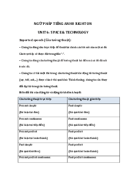 Ngữ pháp unit 6 lớp 8 Space & Technology Right on
