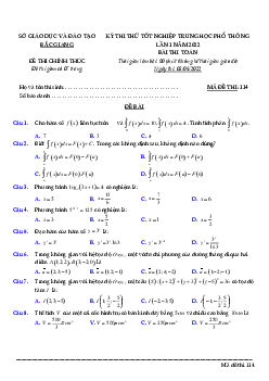 Đề thi thử THPT Quốc gia 2022 môn Toán lần 1 Sở GD&ĐT Bắc Giang