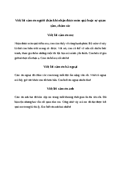 Viết lời cảm ơn người thân khi nhận được món quà hoặc sự quan tâm, chăm sóc Tiếng việt 4| Chân trời sáng tạo