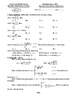 Đề kiểm tra 1 tiết ĐS và GT 11 chương 4 (Giới hạn) trường Hùng Vương – Bình Thuận