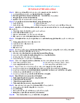 Trắc nghiệm Sử 11 bài 8:Ôn tập Lịch sử thế giới cận đại (có đáp án)
