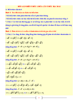 Tài liệu Toán 9 chủ đề rút gọn biểu thức chứa căn thức bậc hai