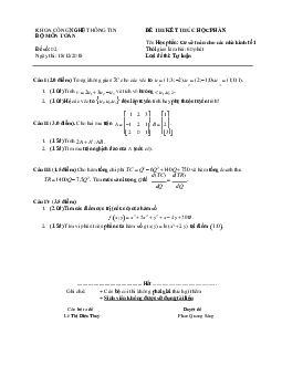 Đề thi kết thúc học phần Cơ sở toán cho các nhà kinh tế 1