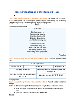 Giải SGK Tiếng Việt 5 trang 35 Bài 6: Đọc mở rộng - Kết nối tri thức (Tập 1)