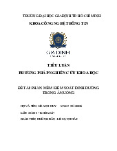 Tiểu luận Phần mềm kiểm soát dinh dưỡng trong ăn uống | Môn Phương pháp nghiên cứu khoa học - Đại học Gia Định