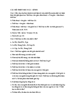 Câu hỏi ôn tập Triết học Mac-Lenin 2022 | Đại học Bách Khoa Hà Nội