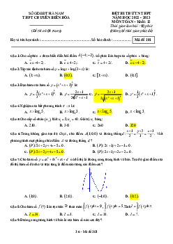 Đề thi thử TN THPT 2023 môn Toán lần 2 trường chuyên Biên Hòa – Hà Nam