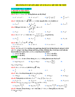 Đề cương ôn tập giữa học kì 2 môn Toán 11 sách Kết nối tri thức với cuộc sống