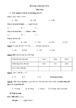 Đề ôn tập ở nhà lớp 3 số 16 - (Ngày 19/3)