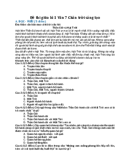 Đề thi giữa kì 1 Ngữ Văn 7 | Đề 2| Chân trời sáng tạo