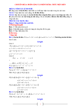 Chuyên đề phép cộng và phép trừ đa thức một biến Toán 7