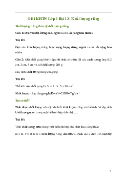 Giải KHTN 8 Bài 13: Khối lượng riêng | Kết nối tri thức