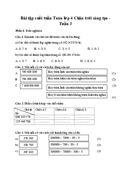 Bài tập cuối tuần Toán lớp 4 Chân trời sáng tạo - Tuần 3