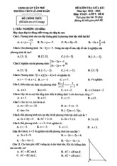 Đề giữa kì 1 Toán 9 năm 2024 – 2025 trường THCS Lê Anh Xuân – TP HCM