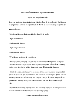 Giải Kinh tế 10 Bài 5: Ngân sách nhà nước | Cánh diều