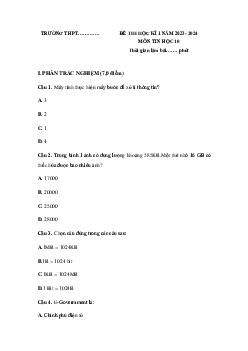 Giải đề thi học kì 1 môn Tin học 10 năm 2023 - 2024 sách Cánh diều đề 1