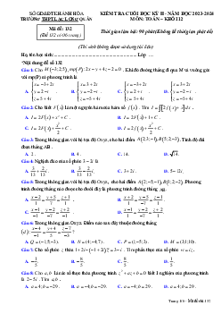 Đề cuối học kỳ 2 Toán 12 năm 2023 – 2024 trường THPT Lạc Long Quân – Khánh Hòa