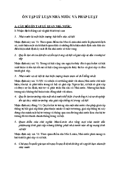 Bài tập tự luận nhận định ôn tập môn Lí luận nhà nước và pháp luật