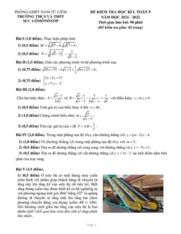 Đề thi học kì 1 Toán 9 năm 2021 – 2022 trường M.V. Lômônôxốp – Hà Nội