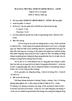 Bài giảng kinh tế chính trị Mác Lênin | Trường Đại học Giao thông Vận Tải