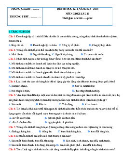 Đề thi học kì 1 môn Giáo dục Kinh tế và Pháp luật 10 sách Kết nối tri thức với cuộc sống đề 1