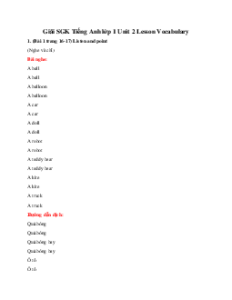 Giải Tiếng Anh lớp 1 Unit 2 Lesson Vocabulary SGK  | Explore Our World